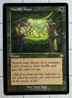 MTG Worldly Tutor, Dominaria Remastered Green #353 Rare, Nonfoil - Image 1