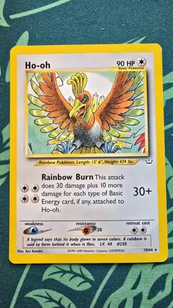 Pokemon TCG Ho-oh 18/64 Neo Revelation 2001 Non Holo Rare LP - Image 1