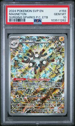 2024 POKEMON SURGING SPARKS POKEMON CENTER ETB PROMO SVP #159 MAGNETON PSA 10 - Image 1