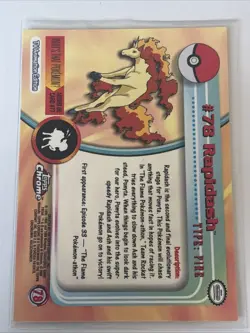 Rapidash #78 Pokemon 2000 Topps Chrome Holo RARE - Image 2