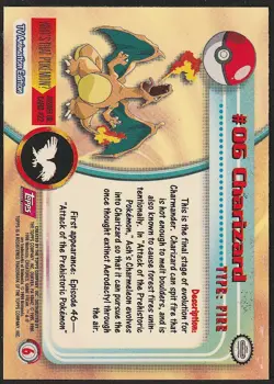 topps Pokemon TV Animation Edition Series 1 Non Holo #06 Charizard #6 Red Logo - Image 2