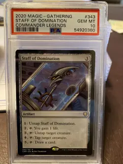 PSA 10 Gem Pop 1 STAFF OF DOMINATION - COMMANDER LEGENDS - MTG - Image 1