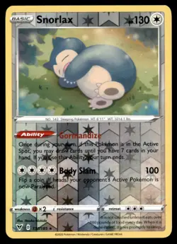 Pokemon Snorlax Vivid Voltage 131/185 R Reverse Holo MP - Image 1