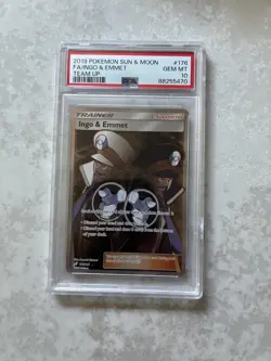 2019 Pokemon Sun & Moon FA/INGO & EMMET Full Art PSA 10 TEAM UP #176 - Image 1