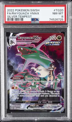 2022 POKEMON SWORD & SHIELD SILVER TEMPEST #TG20 FULL ART/RAYQUAZA VMAX PSA 8 - Image 1