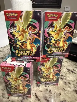 Pokemon TCG Mega Evolution Ascended Heroes Booster Bundle 4 Box Lot - Image 1