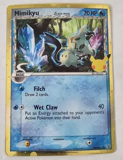 Pokemon Celebrations Mimikyu Delta Species SWSH136 Black Star Promo Pokemon - Image 1