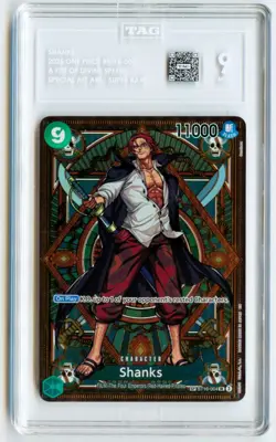 2025 ONE PIECE A FIST OF DIVINE SPEED #ST16-004 SHANKS SPECIAL ALT ART SR* TAG 9 - Image 1