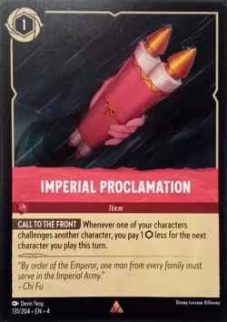 131/204 IMPERIAL PROCLAIMATION URSULAS RETURN RARE DISNEY LORCANA CARD - Image 1