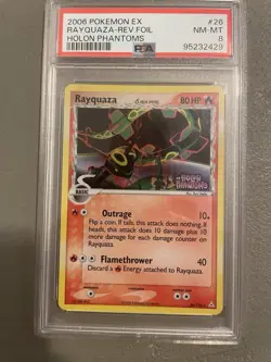 PSA 8 -Rayquaza EX Holon Phantoms - 26/110 - Reverse Holographic Pokemon Stamped - Image 1