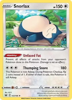 Snorlax - SWSH11: Lost Origin - 143/196 - Pokemon TCG - LP - Holo Rare - Image 1