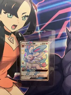 Pokemon Sylveon GX SV76/SV94 Hidden Fates: Shiny Vault Holo Card SIR Umbreon EX - Image 1