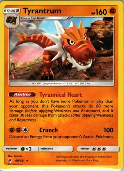 Tyrantrum 69/131 Holo Rare Forbidden Light Pokemon Lightly Played - Image 1