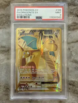 Pokemon Dragonite EX Full Art 106/108 Evolutions Ultra Rare Holo English PSA 9 - Image 1