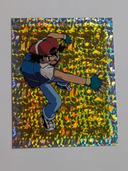 1999 Ash Special Glitter Insert Pokemon Sticker Topps Merlin Nintendo S26 - Image 1