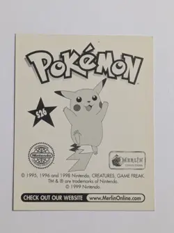 1999 Ash Special Glitter Insert Pokemon Sticker Topps Merlin Nintendo S26 - Image 2