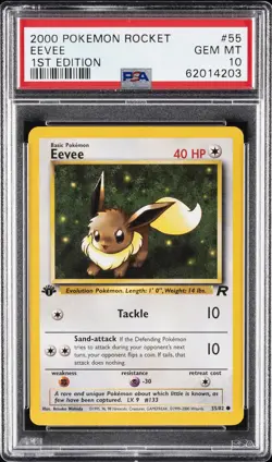2000 POKEMON ROCKET 1ST EDITION #55 EEVEE PSA 10 - Image 1