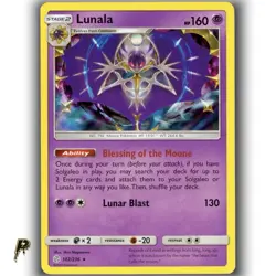 Pokemon Sun & Moon Cosmic Eclipse Lunala 102/236 Holo Rare Card NM - Image 1