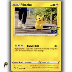 Pokemon GO Pikachu 027/078 Stamped Common Non Holo Card NM - Image 1