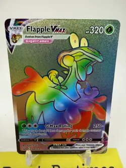 2021 Pokemon Battle Styles Flapple VMAX 164/163 RAINBOW SECRET RARE HOLO! P1 - Image 2