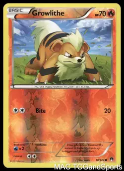 Growlithe 10/122 Reverse Holo BREAKpoint Pokemon TCG LP - Image 1