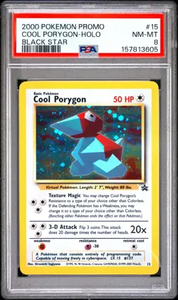 2000 Pokemon Black Star Promo #15 Cool Porygon Holo PSA 8 NM-MT WOTC - Image 1