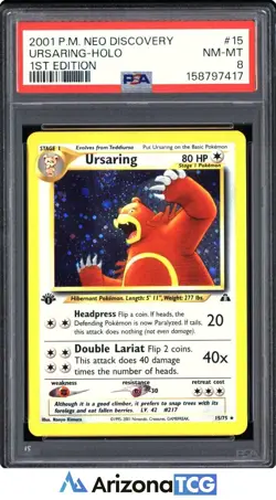 Pokemon 2001 Ursaring 15/75 Holo Neo Discovery 1st Edition PSA 8 - Image 1