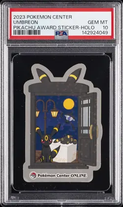 2023 POKEMON CENTER PIKACHU AWARD DELIVERY! STICKER HOLO UMBREON PSA 10 - Image 1