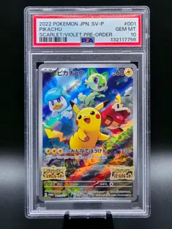 Pokemon TCG | Pikachu 001/SV-P Holo Pre-Order Promo | PSA 10 JPN - Image 1