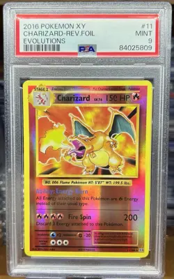 2016 Pokemon XY Charizard 11/108 Evolutions Reverse Holo PSA 9 - Image 1