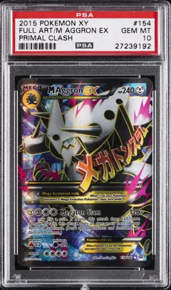 2015 POKEMON XY PRIMAL CLASH #154 FULL ART/M AGGRON EX PSA 10 - Image 1