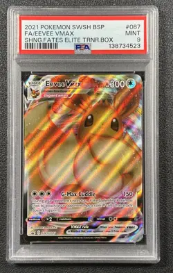 EEVEE VMAX PSA 9 2021 POKEMON SWSH BSP #SWSH087 SHINING FATES ETB MINT 523 - Image 1