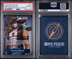 2025 One Piece Dracule Mihawk OP11 Release Event Winner P-081 PSA 10 - Image 3