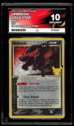Umbreon Gold Star 17/17 ACE 10 CELEBRATIONS POKEMON CARD - Image 1
