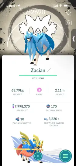 Pokemon Go Shiny Legendary Zacian ( Background) ( Global go fest 2026) - Image 1
