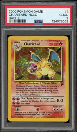 2000 Pokemon Base Set 2 II Charizard 4/130 Holo Foil Rare WOTC PSA 2 - Image 1
