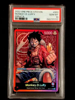 2022 One Piece Monkey D. Luffy Errata #ST01-001 PSA 10 GEM MINT - Image 1