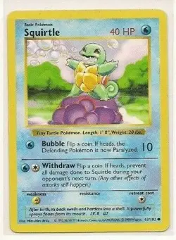 Pokemon Squirtle 63/102 Shadowless - Base Set - WOTC TCG LP - Image 1