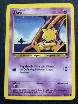 Abra 65/130 Pokemon Base Set 2 Unlimited Vintage LP - Image 1
