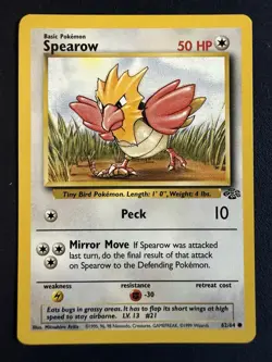 Spearow 62/64 Pokemon Jungle Unlimited Vintage LP - Image 1