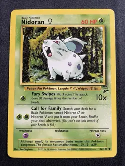 Nidoran F 82/130 Pokemon Base Set 2 Unlimited Vintage LP - Image 1