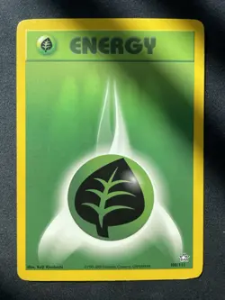 Grass Energy 108/111 Pokemon Neo Genesis Unlimited Vintage LP - Image 1