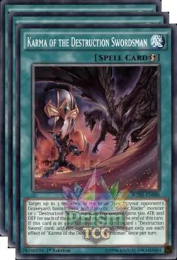 X3 Playset 1st Ed Karma of the Destruction Swordsman BOSH-EN060 Yugioh - Image 1