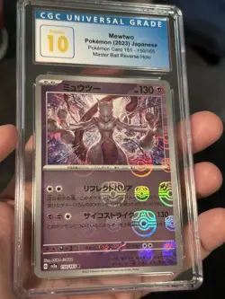 CGC Pristine 10 Mewtwo 150/165 Pokemon Card 151 JP Master Ball Reverse Holo - Image 1