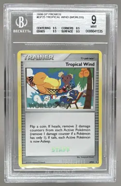 Tropical Wind Worlds 2008 Staff DP25 Trophy BGS 9 Mint Pokemon Promo - Image 1
