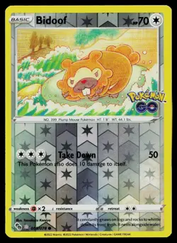 Pokemon Card Pokemon GO Bidoof (Peelable Ditto) 059/078 Reverse Holo Common - Image 1
