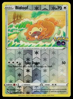 Pokemon Card Pokemon GO Bidoof (Peelable Ditto) 059/078 Reverse Holo Common - Image 1