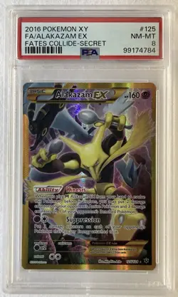 2016 POKEMON XY #125 FA/ALAKAZAM EXFATES COLLIDE-SECRET PSA 8 NM-MT - Image 1