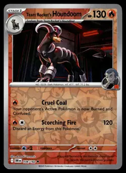 Team Rocket's Houndoom 038/182 Uncommon Destined Rivals Pokemon Reverse Holo NM - Image 1
