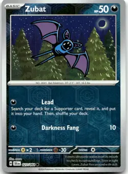 Zubat 027/064 Common Shrouded Fable Pokemon Reverse Holo Near Mint - Image 1